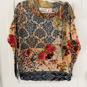 Boho Chic Floral Beaded Detail Rene Derhy Women's Blouse 18/28